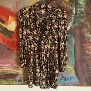 ZARA Floral Long-sleeve Mini Dress